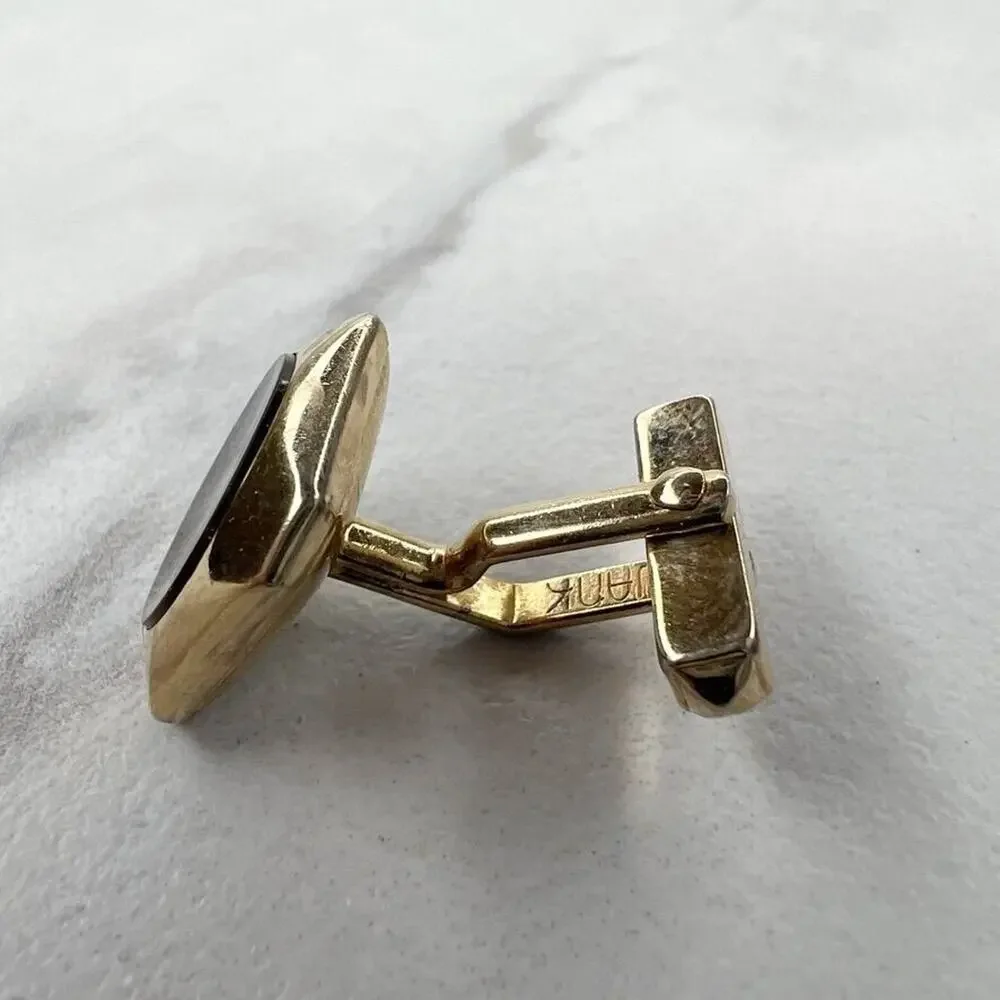Swank Vintage Gold Tone Abalone Shell Inlay Single Cufflink